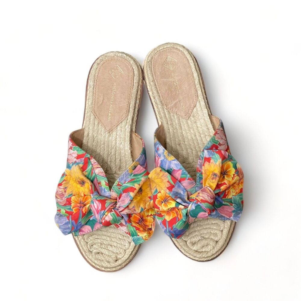 ANTONIO MELANI "Drevin" Multicolor Espadrille Slide Sandal, size 7